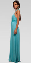 Soutache Embroidery Halter Maxi Dress - Aqua