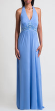 Soutache Embroidery Halter Maxi Dress - Lt. Indigo