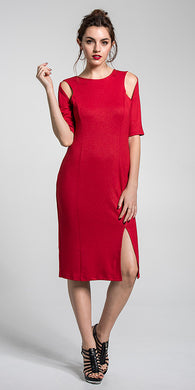 Cut-Out 3/4 Sleeve Dress