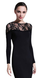 Long Sleeve lace Mini Dress in Black